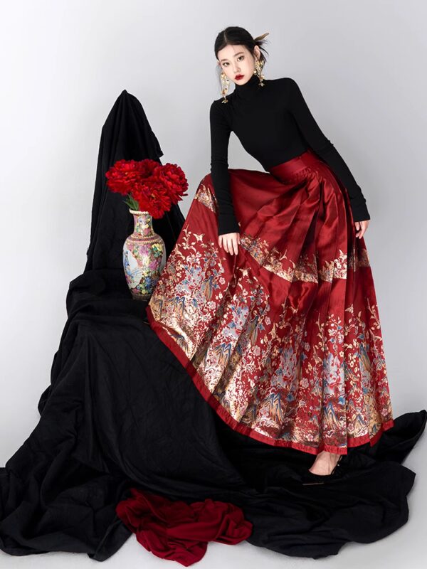 China Hanfu women's new Chinese suit horseface skirt daily 2025 new high-grade red cool women's clothing.