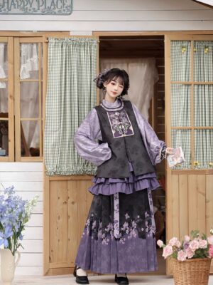 China Hanfu Ming-made Hanfu women stand-up collar and double-breasted pipa sleeve horse-faced skirt daily spring and autumn suit women's clothing