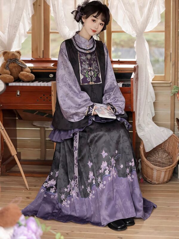 China Hanfu Ming-made Hanfu women stand-up collar and double-breasted pipa sleeve horse-faced skirt daily spring and autumn suit women's clothing