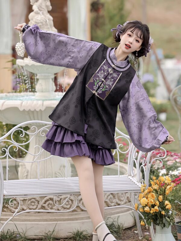 China Hanfu Ming-made Hanfu women stand-up collar and double-breasted pipa sleeve horse-faced skirt daily spring and autumn suit women's clothing