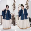China Hanfu 89 Extremely Narrow-bottom Woven Gold Yarn Horse Face Skirt Custom Waist Micro-ladder Pleat Custom Women's Wear