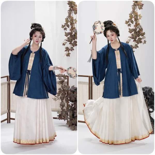China Hanfu 89 Extremely Narrow-bottom Woven Gold Yarn Horse Face Skirt Custom Waist Micro-ladder Pleat Custom Women's Wear
