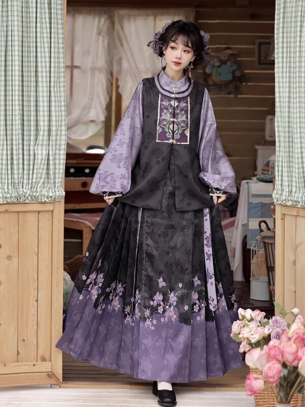 China Hanfu Ming-made Hanfu women stand-up collar and double-breasted pipa sleeve horse-faced skirt daily spring and autumn suit women's clothing