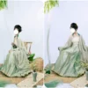 China Hanfu 89 Extremely Narrow-bottom Woven Gold Yarn Horse Face Skirt Custom Waist Micro-ladder Pleat Custom Women's Wear