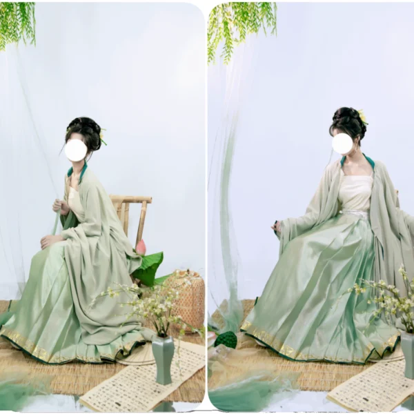 China Hanfu 89 Extremely Narrow-bottom Woven Gold Yarn Horse Face Skirt Custom Waist Micro-ladder Pleat Custom Women's Wear