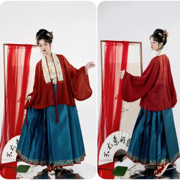 China Hanfu 89 Extremely Narrow-bottom Woven Gold Yarn Horse Face Skirt Custom Waist Micro-ladder Pleat Custom Women's Wear