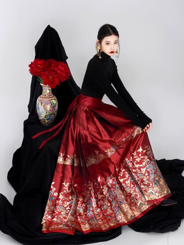 China Hanfu women's new Chinese suit horseface skirt daily 2025 new high-grade red cool women's clothing.