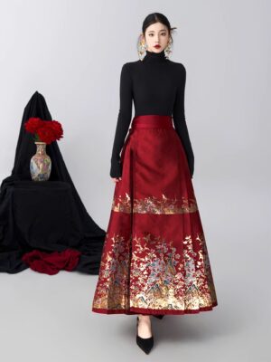 China Hanfu women's new Chinese suit horseface skirt daily 2025 new high-grade red cool women's clothing.