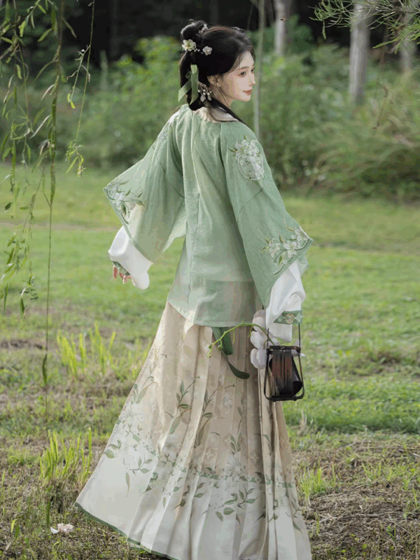China Hanfu women's hand-made dress horseface skirt suit embroidery