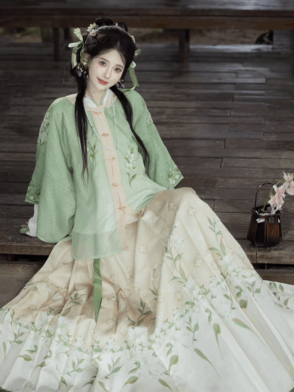China Hanfu women's hand-made dress horseface skirt suit embroidery